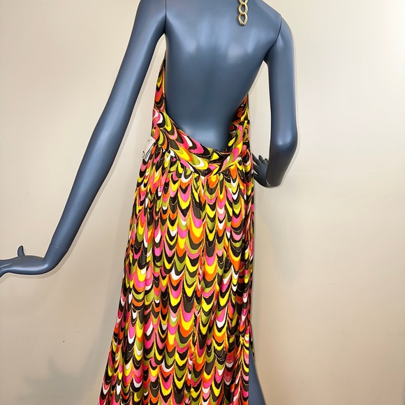 MILLY NY GOLD CHAIN HALTER MAXI DRESS - Picture 9 of 12